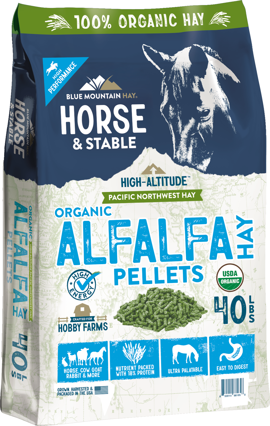 View of Organic Alfalfa Hay Pellets | Protein & Fiber Feed | Blue Mountain Hay