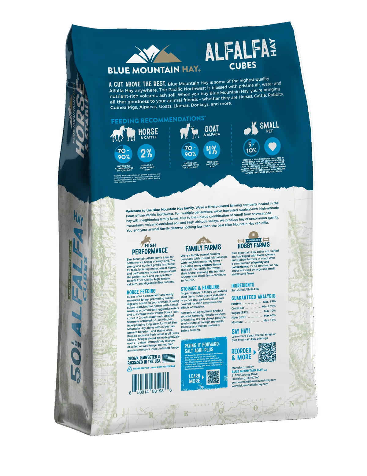 Alfalfa Hay Cubes | 17% Protein Digestible Fiber | Blue Mountain Hay