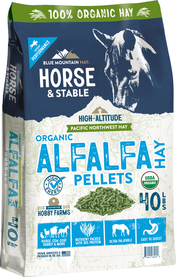 Organic Alfalfa Hay Pellets | Protein & Fiber Feed | Blue Mountain Hay