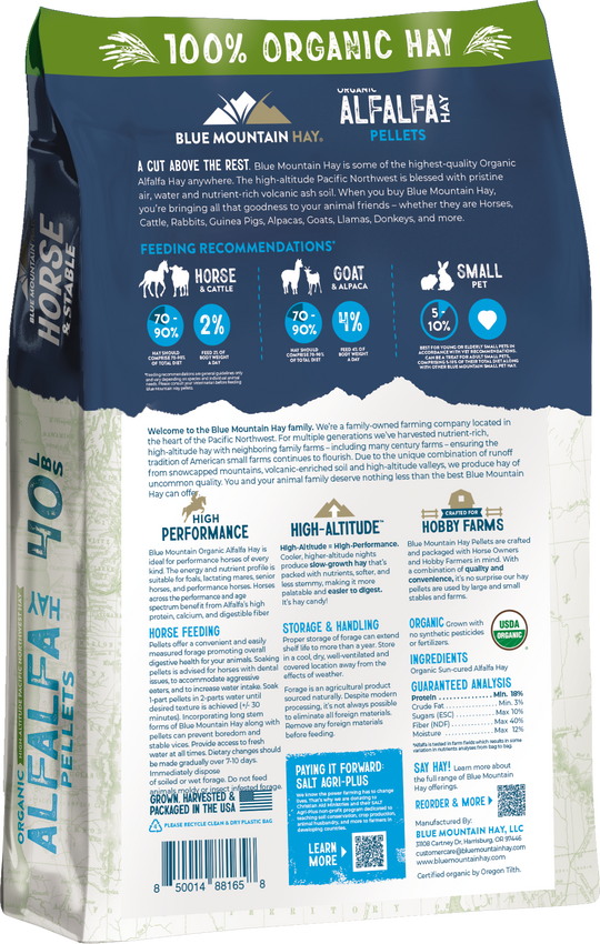 Organic Alfalfa Hay Pellets