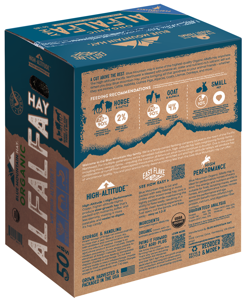 Organic Alfalfa Hay Easy Flake Box