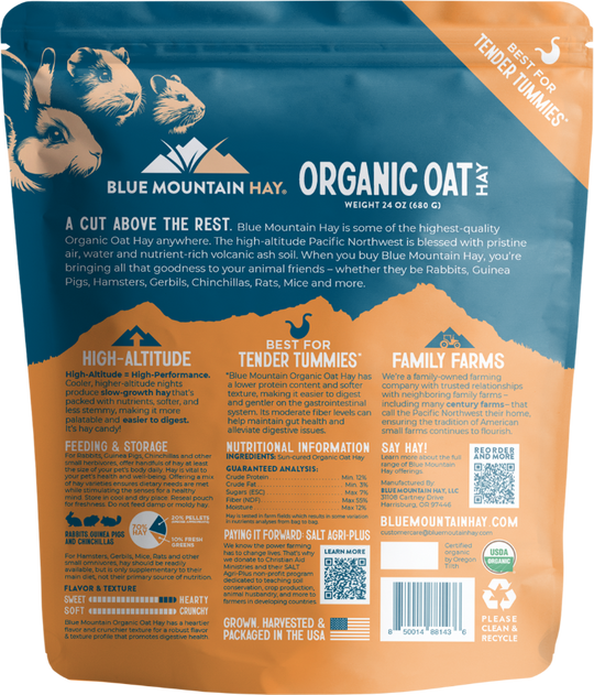 Certified Organic Oat Hay for Small Pets | Blue Mountain Hay