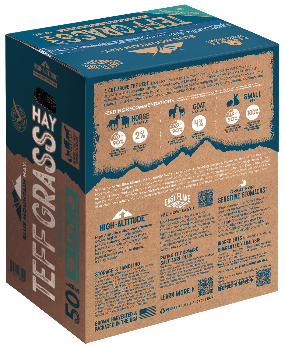 Teff Grass Hay Easy Flake Box